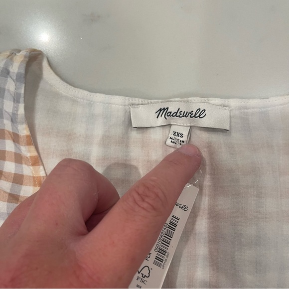 Madewell NWT Cap Sleeve Button Front Mini Dress in Plaid - Picture 6 of 10